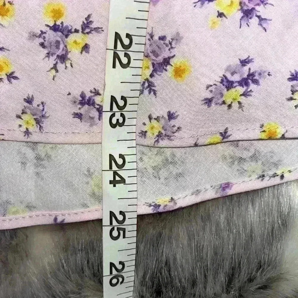 NWT Zara Printed sweetheart floral purple pink yellow Linen Blend Dress SZ small - Picture 13 of 16